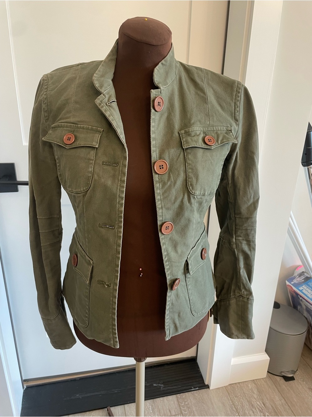 Anthropologie Sitwell Army Green Lined Jacket size 4